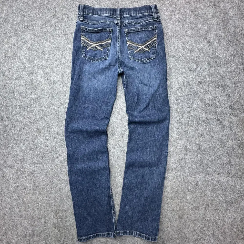 Wrangler 20X Jeans Girls 10 Blue Bootcut Adjustable Waist Embroidered Pockets